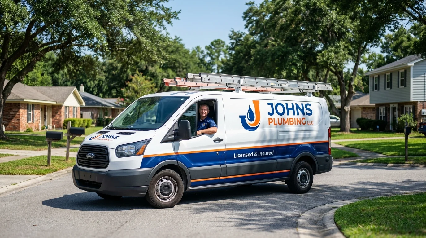 Johns Plumbing LLC service van in Paola, KS