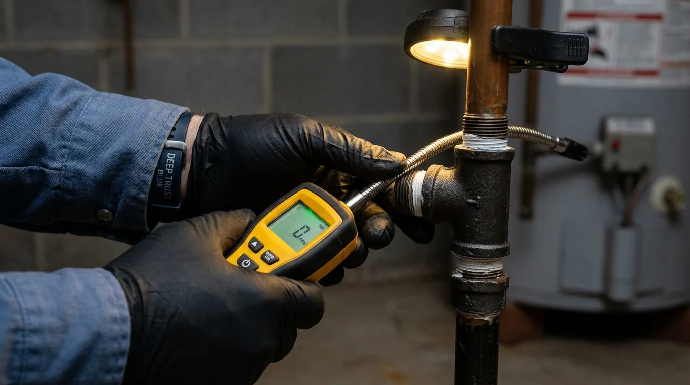 Gas leak detection with electronic sniffer by Johns Plumbing LLC in Paola